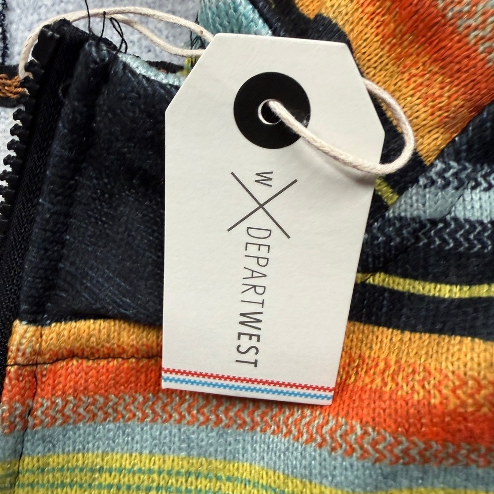 Departwest Hoodie Mens Medium Black Orange Striped Baja Quarter Zip DWK365BK - Picture 5 of 9
